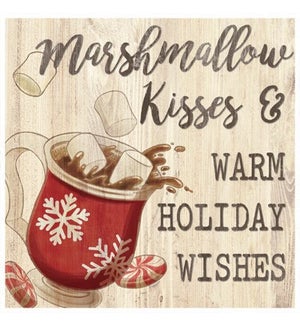 Wood Marshmallow Kisses Plaque