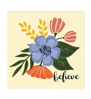 Wood Floral Believe Wall Plaque