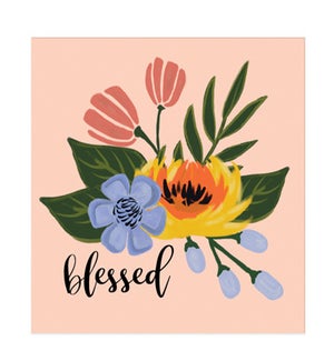 Wood Floral Blessed Wall Plaque