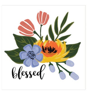 Wood Floral Blessed Wall Plaque