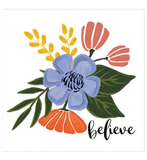 Wood Floral Believe Wall Plaque