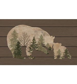 Wood Bear Mama Baby Wall Plaque