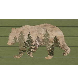 Wood Bear Walking Wall Plaque
