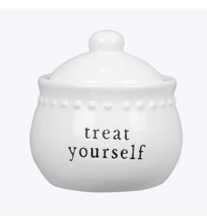 Ceramic Treat Yourself Lidded Candy Dish