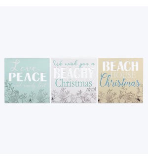 Wood Nautical Christmas Wall Sign with Cutout Lettering, 3 Assorted