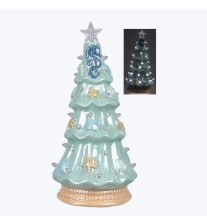 Ceramic Nautical Christmas Tree with LED White Light