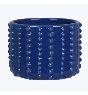 Ceramic Blue Beaded Pot Nautical