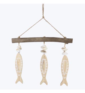 Driftwood Wall Hanger W/Wood Fish