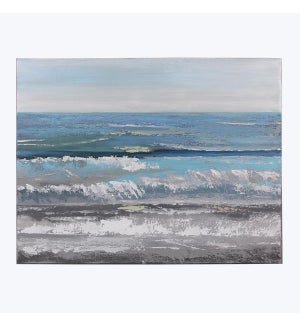 Canvas Oil Painting of Beach and Waves