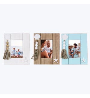 Wood Coast Photo Frame with Resin Shell and Tassel, 3 Assortment