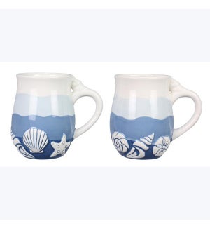 Ceramic Coastal Ombre Mug, 2 Ast.