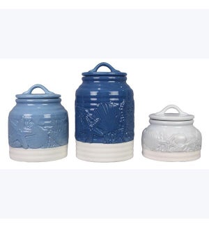 Ceramic Coastal Ombre Canisters set of 3