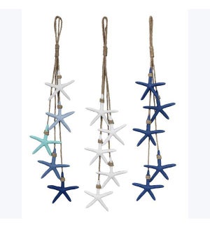 Resin Starfish On String with Hanger, 3 Ast.