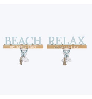 Wood Nautical Relax and BeachTabletop Sign, 2 Ast