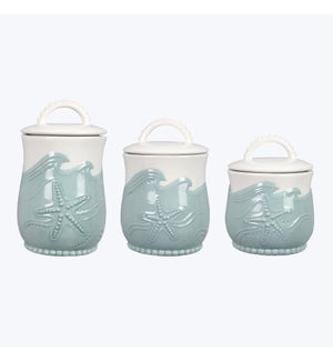 Ceramic Beach Chic Canister Set of 3