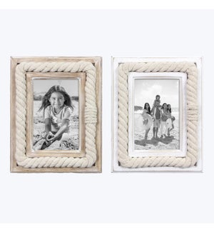 Wood 4x6 Picture Frame w/ Rope Design, 2 Ast.