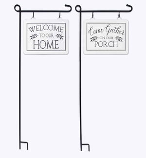 Metal Yard Stake with Enamel Sign, 2 Assorted