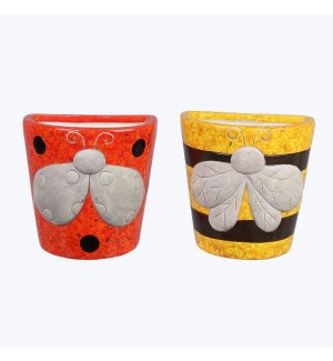 Ceramic Bee/Ladybug Pot 2 Assorted