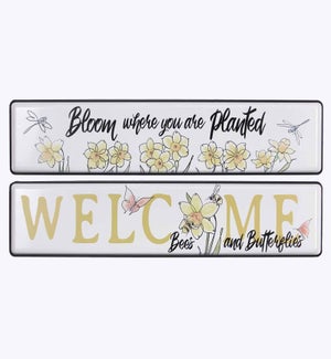 Metal Daffodil Wall Sign 2 Ast