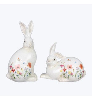 Ceramic Bunny w/Floral 2 Assorted