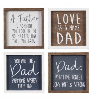 Wood Framed Father's Tabletop Sign, 4 Assorted. MDF