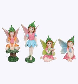 Resin Garden Cottage Flower Fairy 4 Ast.