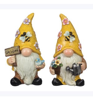 Resin Garden Gnome with Bee Design, 2 Assortment