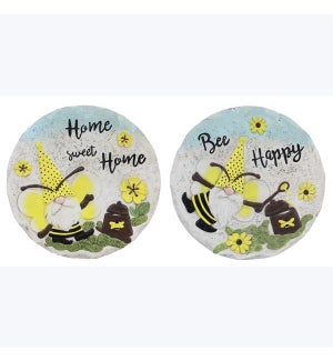 Cement Bee Gnome Stepping Stone, 2 Assorted
