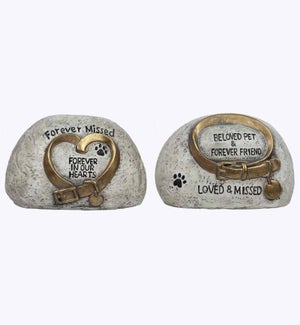 Cement Pet Collar Memorial Garden Stone, 2 Assortment