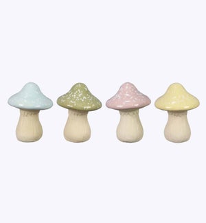 Ceramic Cottage Garden Mushroom Decor, 4 Assorte
