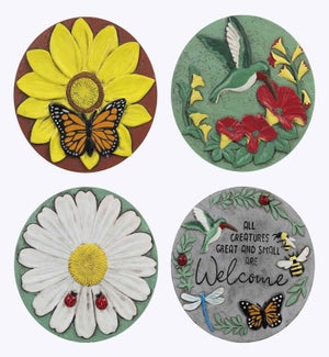 Cement Garden Flower Stepping Stone, 4 Assorted