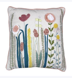 Cotton 18x18 Floral Embroidery Pillow