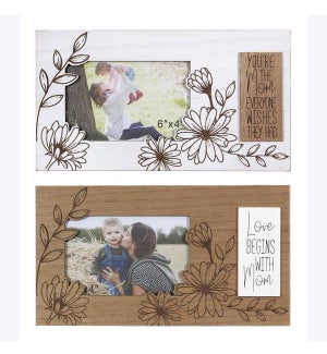 Wood Mother Laser Cut/Engraved 4X6 Picture Frames, 2 Ast.