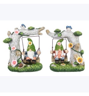 Resin Garden Gnome Swing Tabletop Sign, 2Assorted