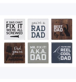 Wood Father's Day Block Signs, 6 Assortment