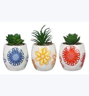 Ceramic Succulent Planter, 3 Assorted