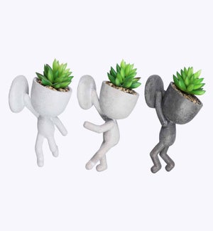 Resin Wall Mount Zen Garden Plant People, 3 Ast. Mounting Hardware not included