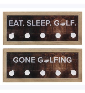 Wood Garden Framed Tabletop Sign With 5 Resin Golf Tee 2 Assorted