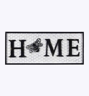 Metal  Honeycomb backed Bee Home Sign
