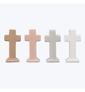 Easter Tabletop Ceramic Cross, 4 Ast.