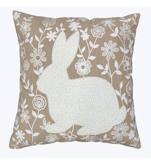 Cotton Pillow with Rabbit Embroidery