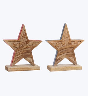 Wood Tabletop Star Decor, 2 Ast.