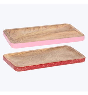 Wood Rectangle Tray, 2 Ast.
