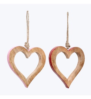 Wood Heart Ornament, 2 Ast.