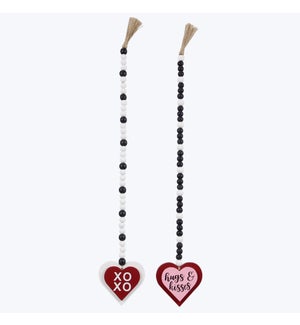 Wood Valentine  Heart with Garland, 2 Ast