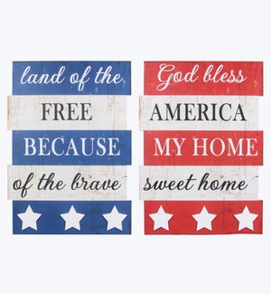 Wood Patriotic Wall Sign, 2 Ast