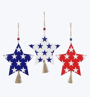 Wood Patriotic Ornaments, 3 Ast