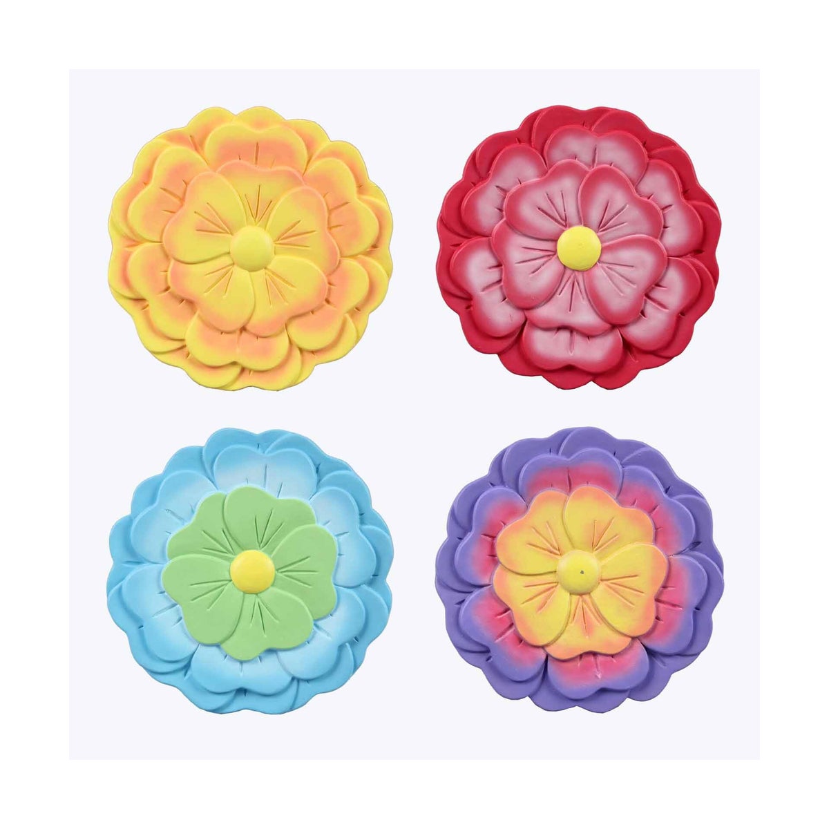 Cement Bright Florals Stepping Stone 4 Ast