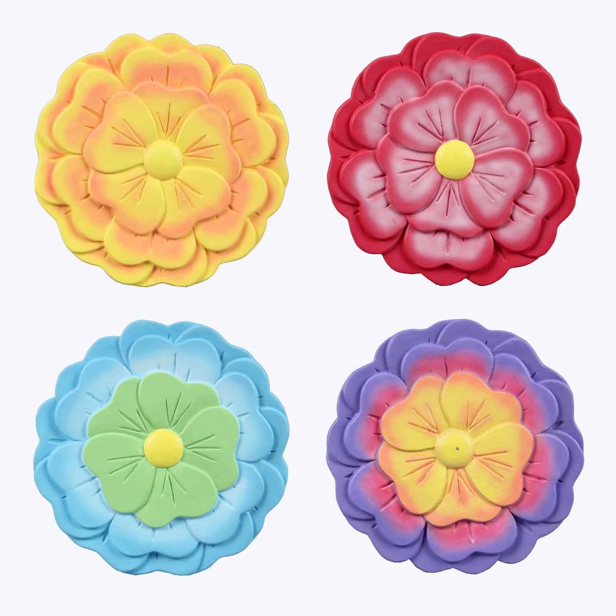 Cement Bright Florals Stepping Stone 4 Ast