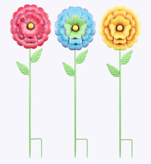 Metal Bright Florals Stake, 3 Ast.